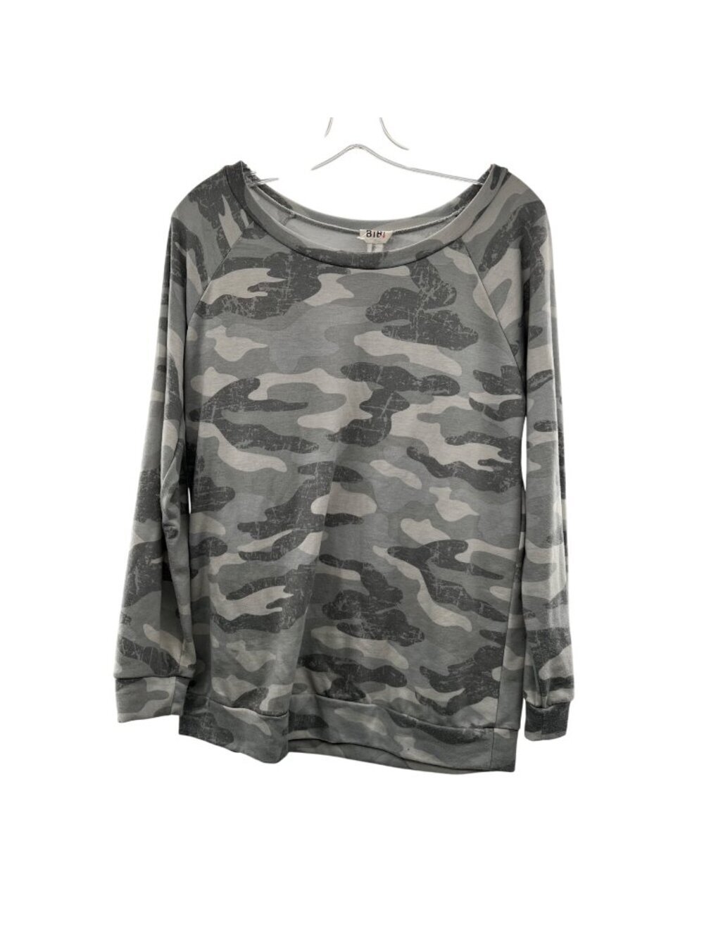 Bibi Women's Sweatshirt Camouflage Long Sleeve Gray Small